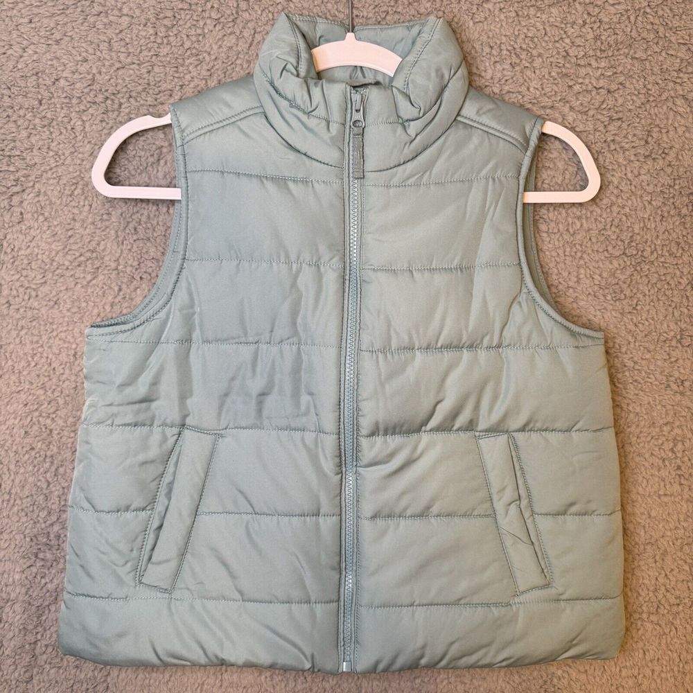 The Children's Place Green Girls Puffer Full Zip Vest  Pockets‎ Size XL 14 NWOT